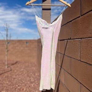 White Sequin Mini Dress